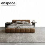 Brown upholstered platform bed