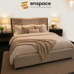 Luxury Beige Upholstered Bed