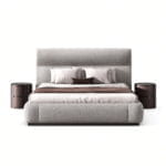 Luxury Grey Upholstered Platform Bed Modern Bedroom