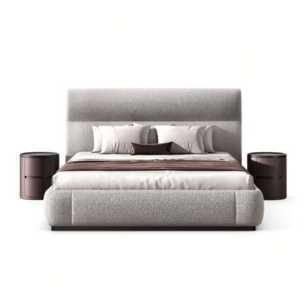 Luxury Grey Upholstered Platform Bed Modern Bedroom