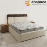 Luxury upholstered bed with bedside tables