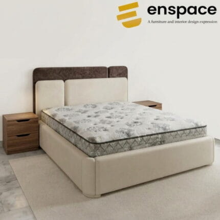 Luxury upholstered bed with bedside tables